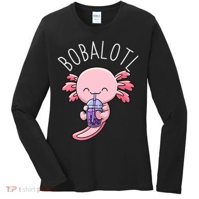 Bobalotl Axolotl Boba Tea Bubble Milk Women's Long Sleeve Shirt
