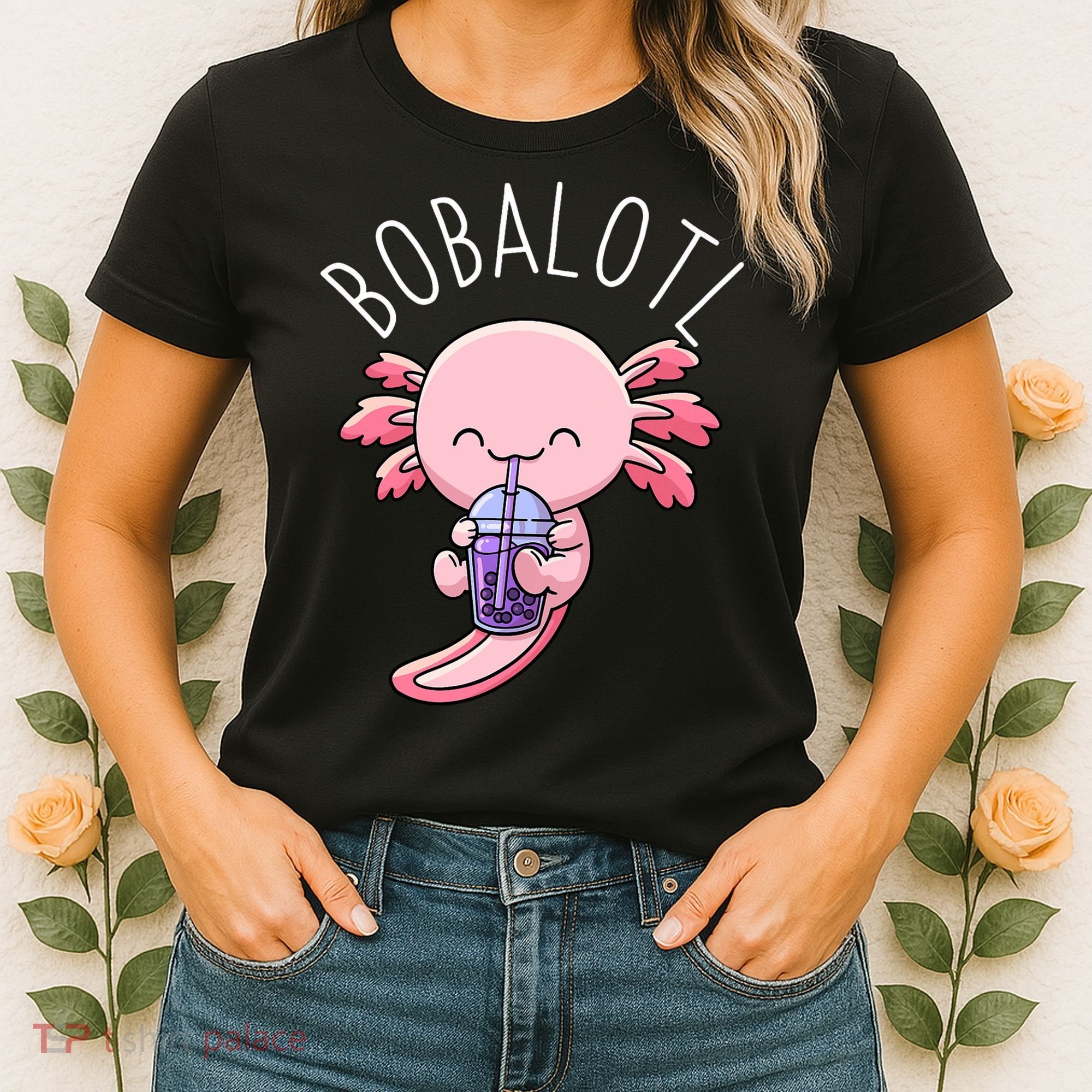 Bobalotl Axolotl Boba Tea Bubble Milk Women's T-Shirt