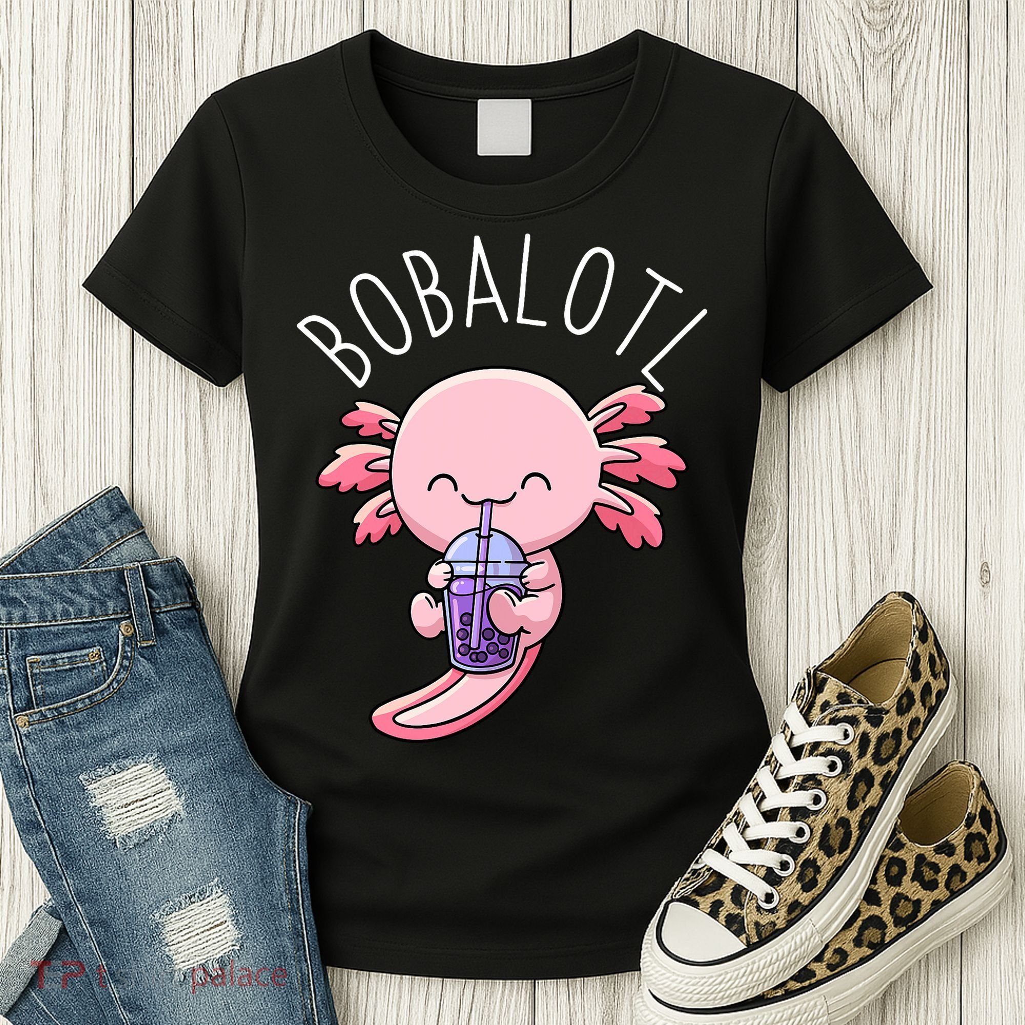 Bobalotl Axolotl Boba Tea Bubble Milk Women's T-Shirt