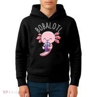 Bobalotl Axolotl Boba Tea Bubble Milk Kids Hoodie thumb 4