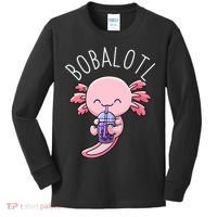 Bobalotl Axolotl Boba Tea Bubble Milk Kids Long Sleeve Shirt thumb 0