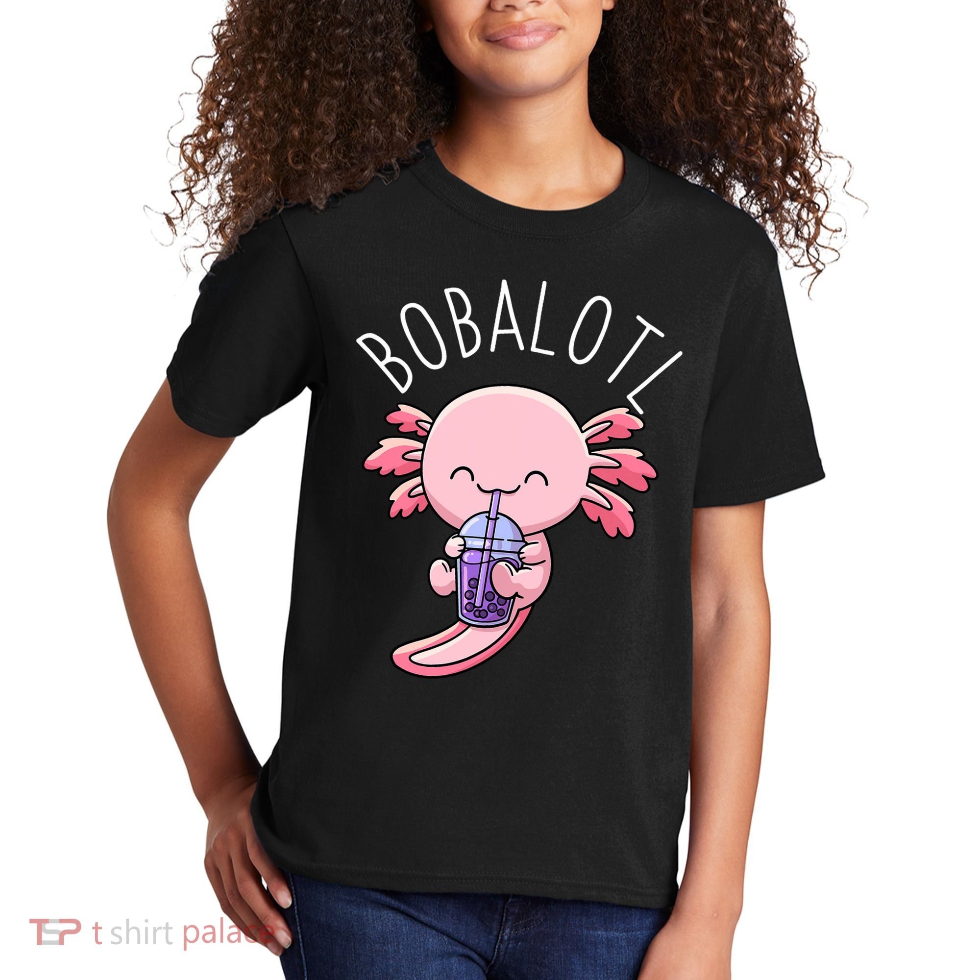 Bobalotl Axolotl Boba Tea Bubble Milk Kids T-Shirt