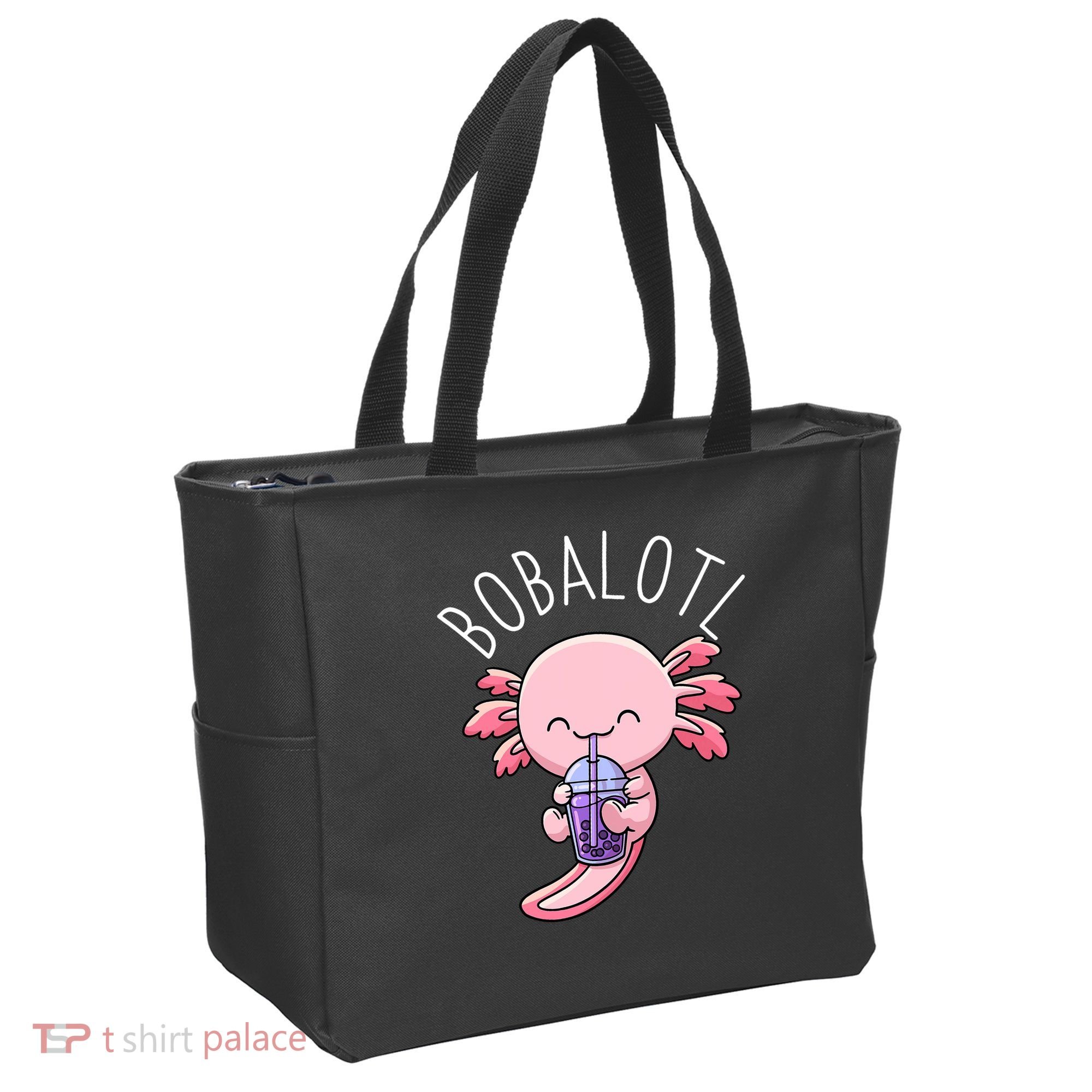Bobalotl Axolotl Boba Tea Bubble Milk Tote Bag