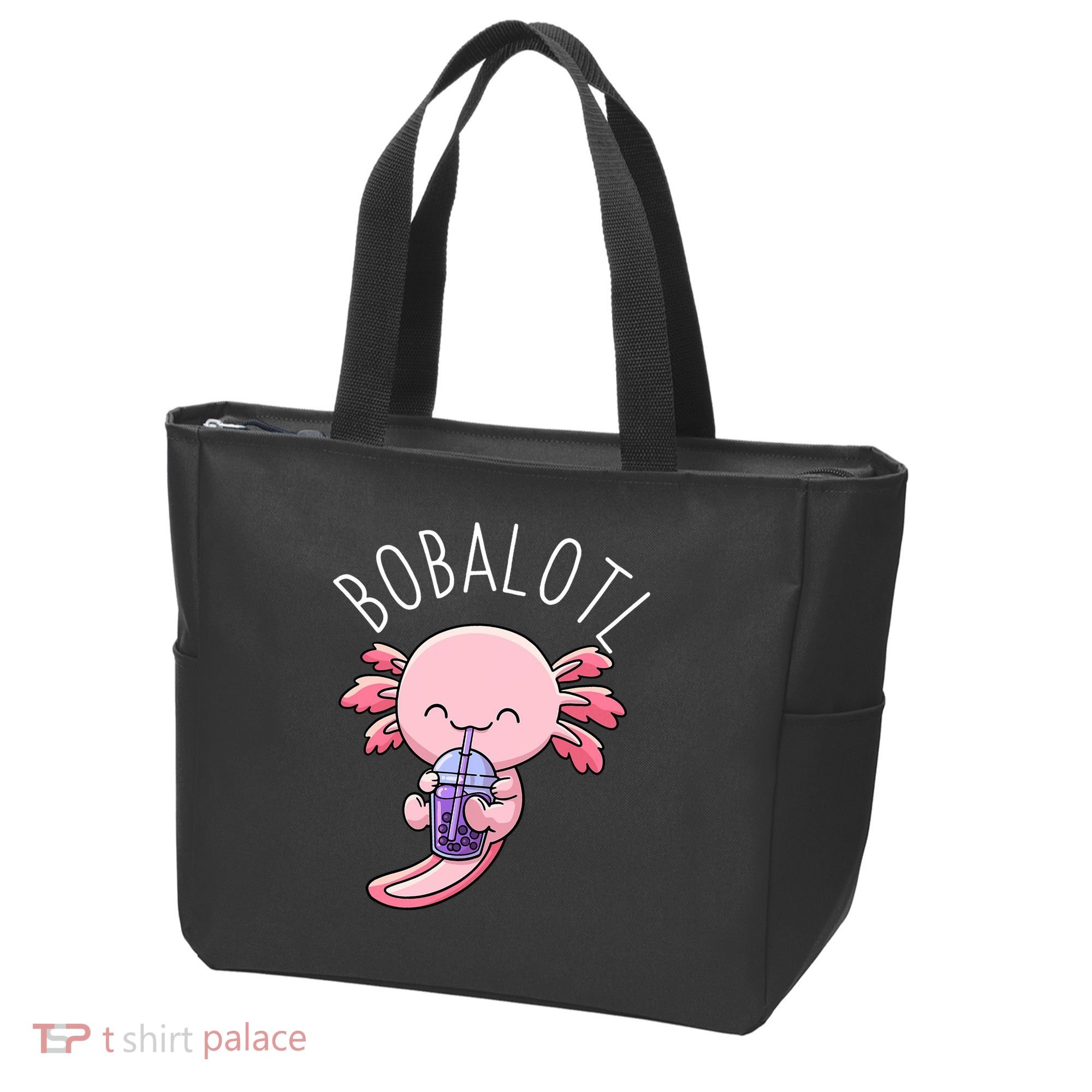 Bobalotl Axolotl Boba Tea Bubble Milk Tote Bag