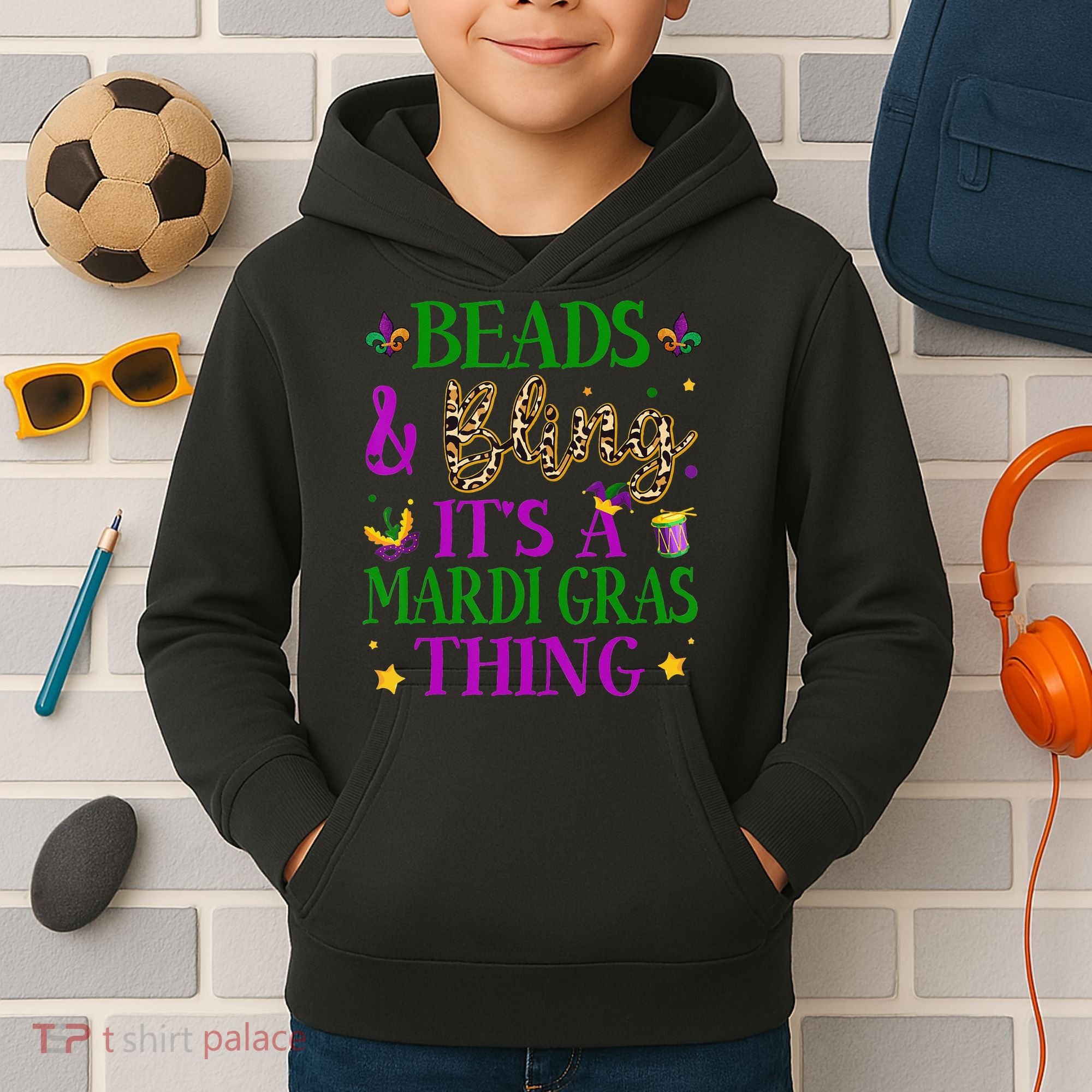 Beads And Bling It's A Mardi Gras Thing Beads And Bling Kids Hoodie
