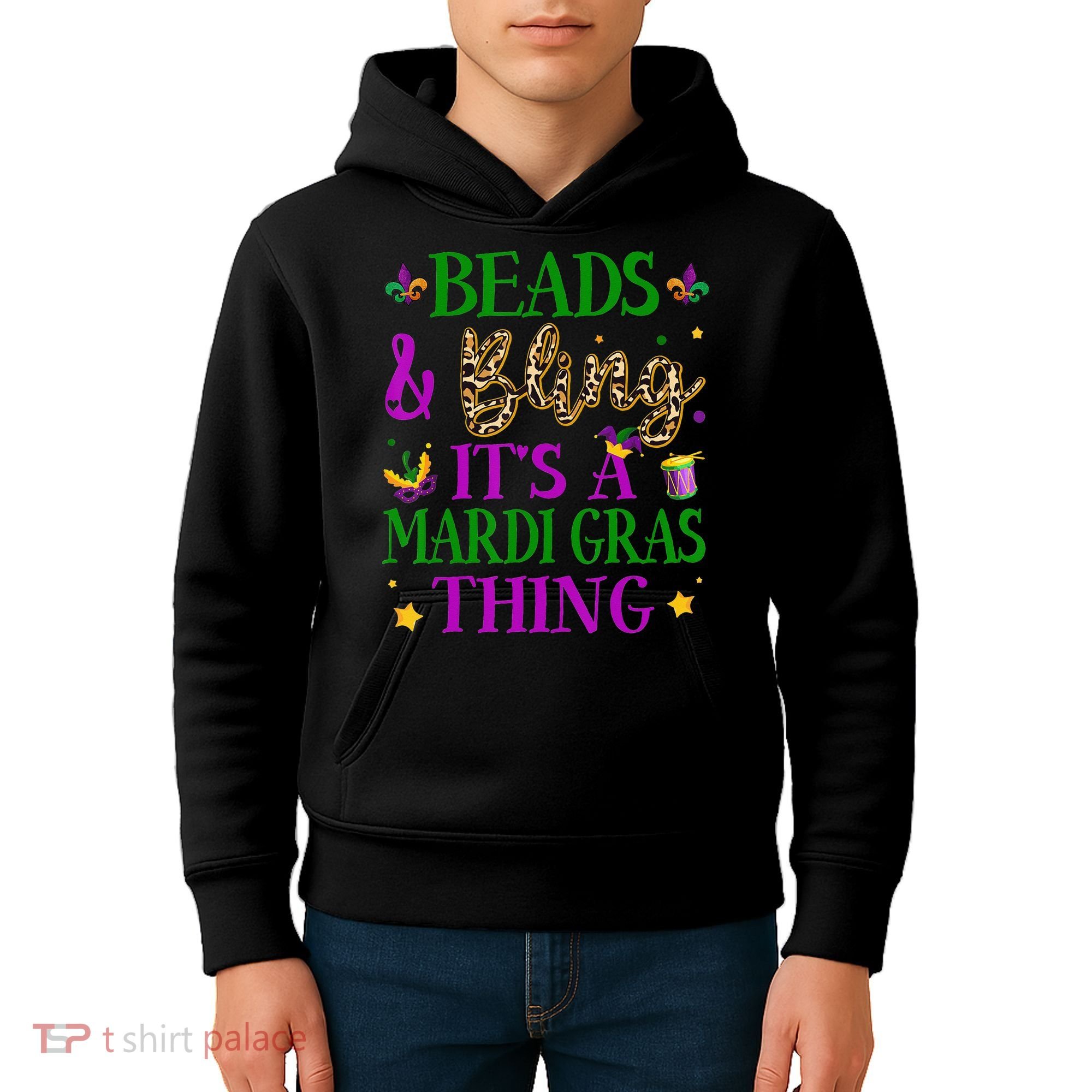 Beads And Bling It's A Mardi Gras Thing Beads And Bling Kids Hoodie