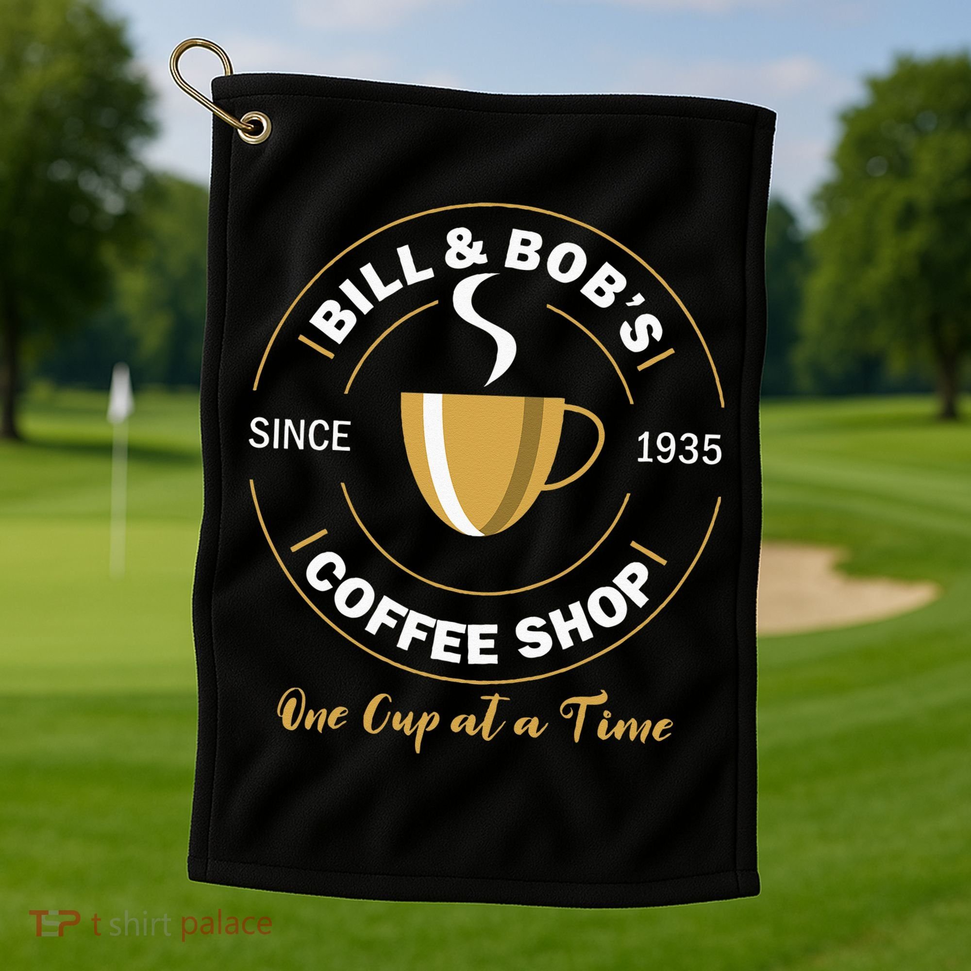 Bill And Bobs Coffee Shop AA Recovery Gift Golf Towel