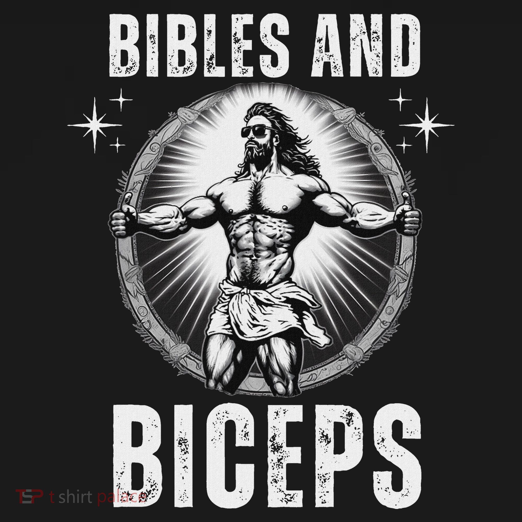 Bibles And Biceps Bodybuilding Jesus Fitness Funny Gym T-Shirt