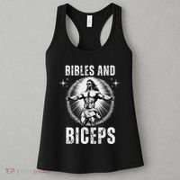 Bibles And Biceps Bodybuilding Jesus Fitness Funny Gym Women's Tank Top thumb 3