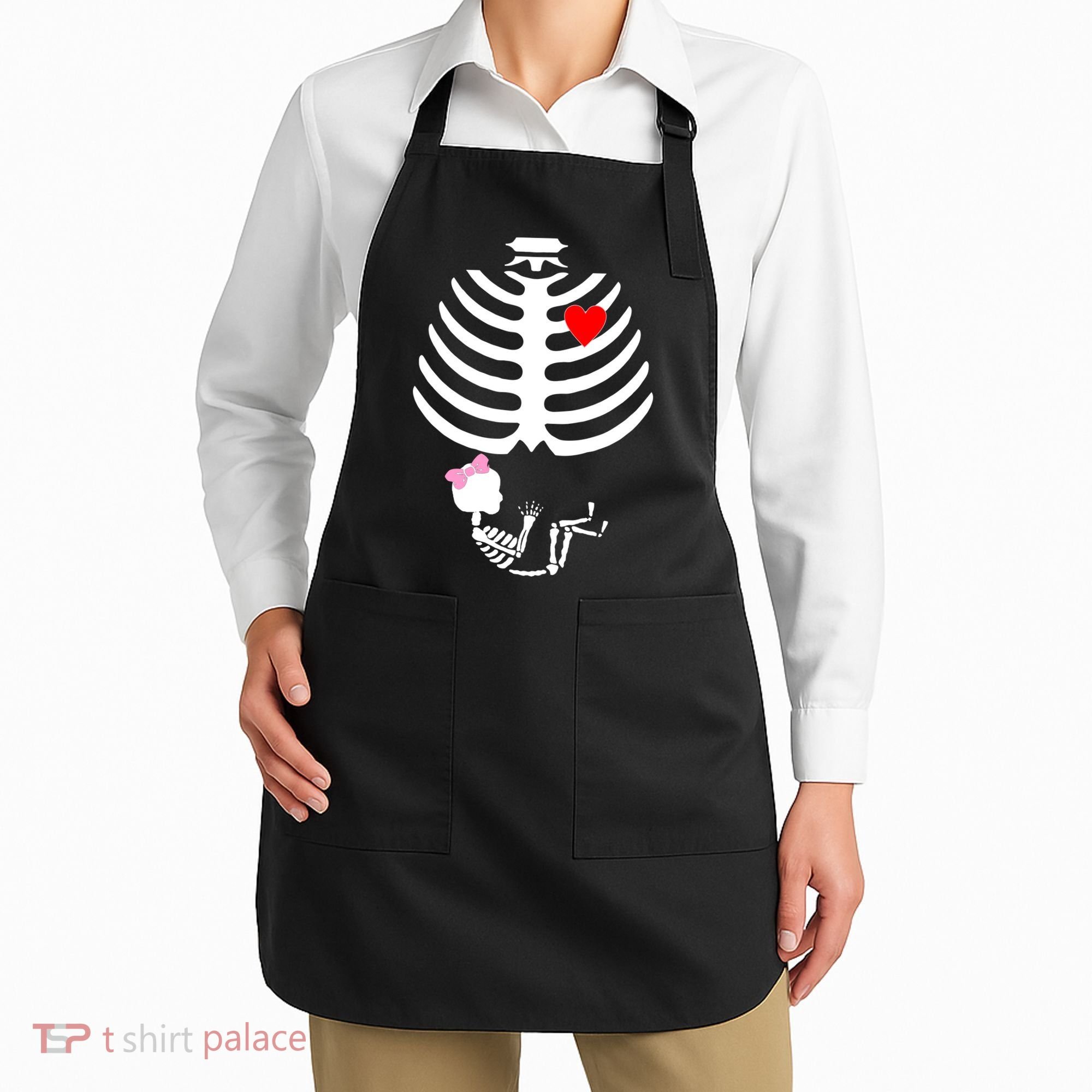Baby Girl Skeleton Pregnancy Love Halloween Apron