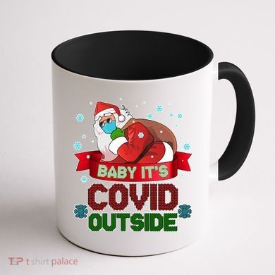 Baby It's Covid Outside Funny Christmas Coffee Mug back