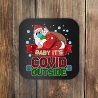 Baby It's Covid Outside Funny Christmas Coaster thumb 0