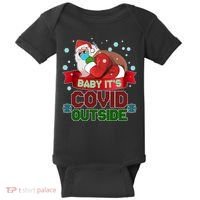 Baby It's Covid Outside Funny Christmas Baby Bodysuit thumb 0