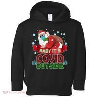 Baby It's Covid Outside Funny Christmas Toddler Hoodie thumb 0