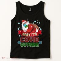 Baby It's Covid Outside Funny Christmas Tank Top thumb 2