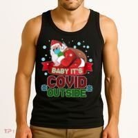 Baby It's Covid Outside Funny Christmas Tank Top thumb 3