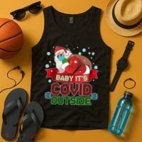 Baby It's Covid Outside Funny Christmas Tank Top thumb 4