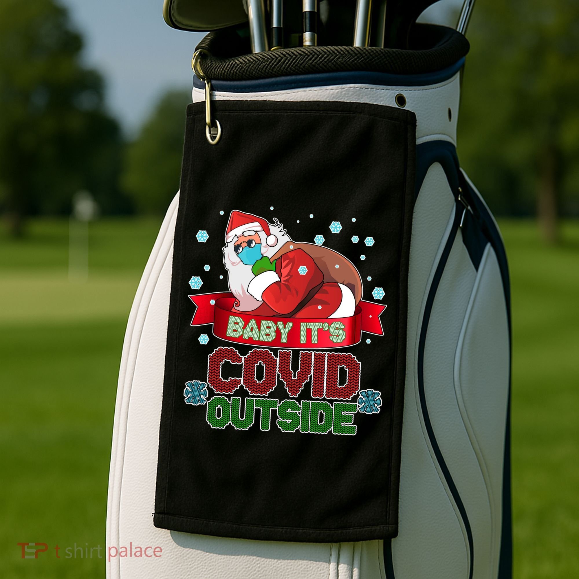 Baby It's Covid Outside Funny Christmas Golf Towel