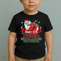 Baby It's Covid Outside Funny Christmas Toddler T-Shirt thumb 2