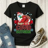 Baby It's Covid Outside Funny Christmas Women's T-Shirt thumb 3