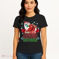 Baby It's Covid Outside Funny Christmas Women's T-Shirt thumb 4
