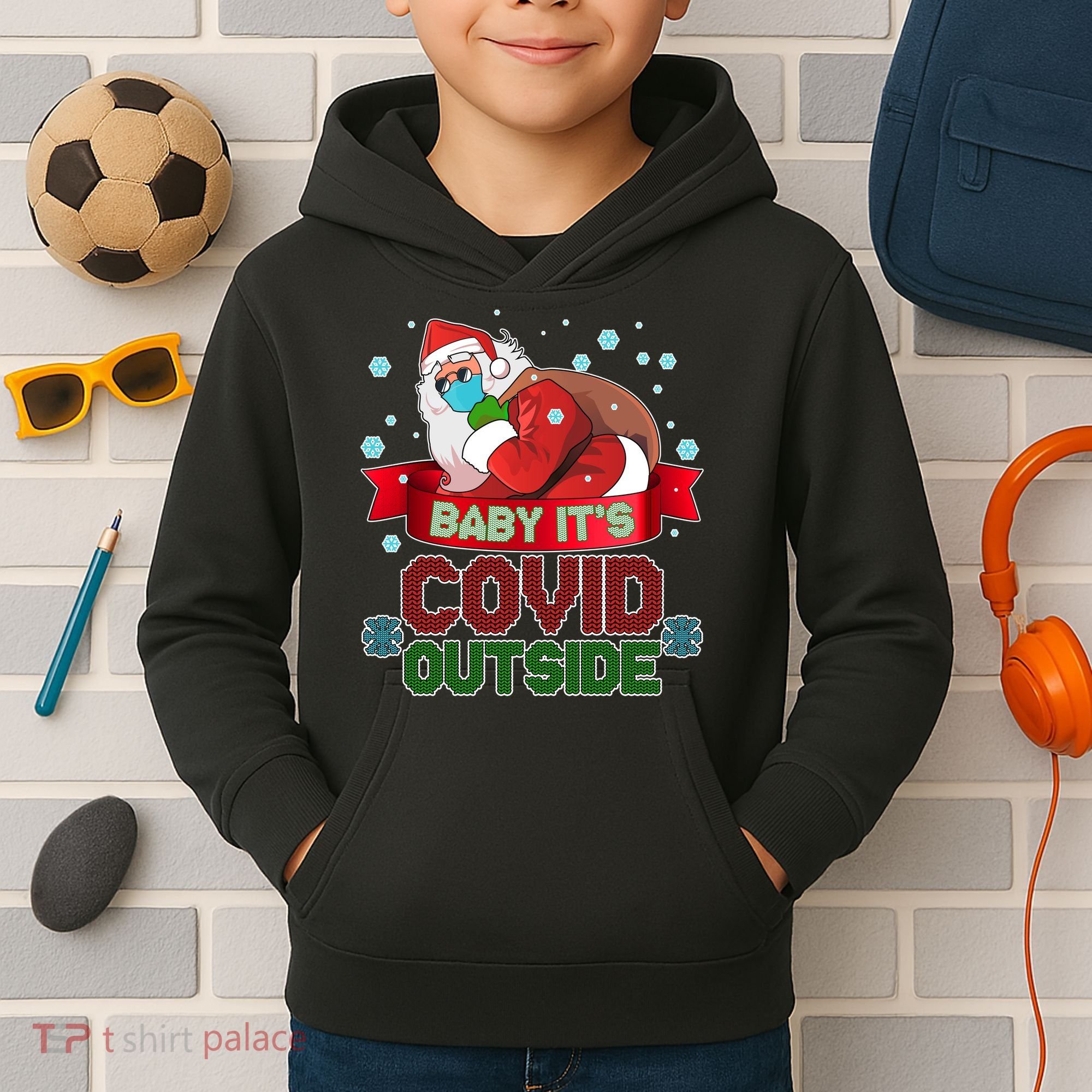 Baby It's Covid Outside Funny Christmas Kids Hoodie