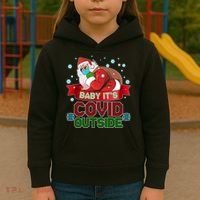 Baby It's Covid Outside Funny Christmas Kids Hoodie thumb 3