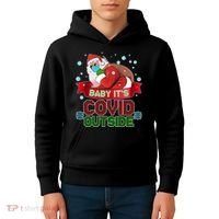 Baby It's Covid Outside Funny Christmas Kids Hoodie thumb 4
