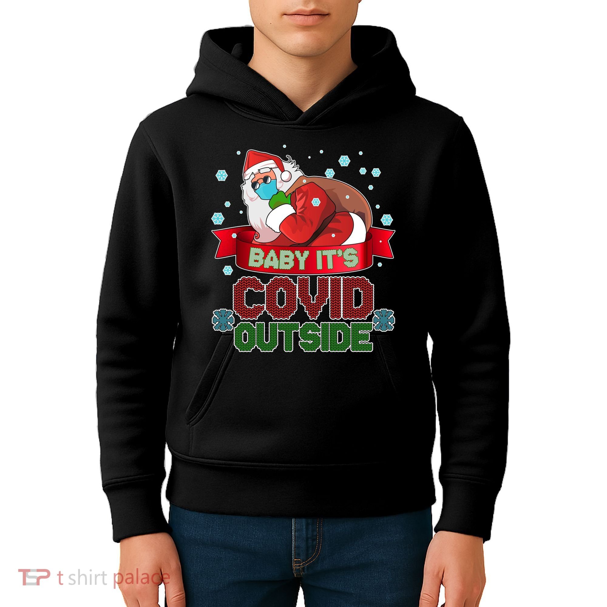 Baby It's Covid Outside Funny Christmas Kids Hoodie