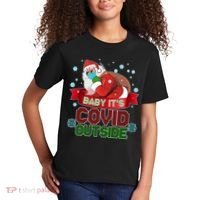 Baby It's Covid Outside Funny Christmas Kids T-Shirt thumb 2