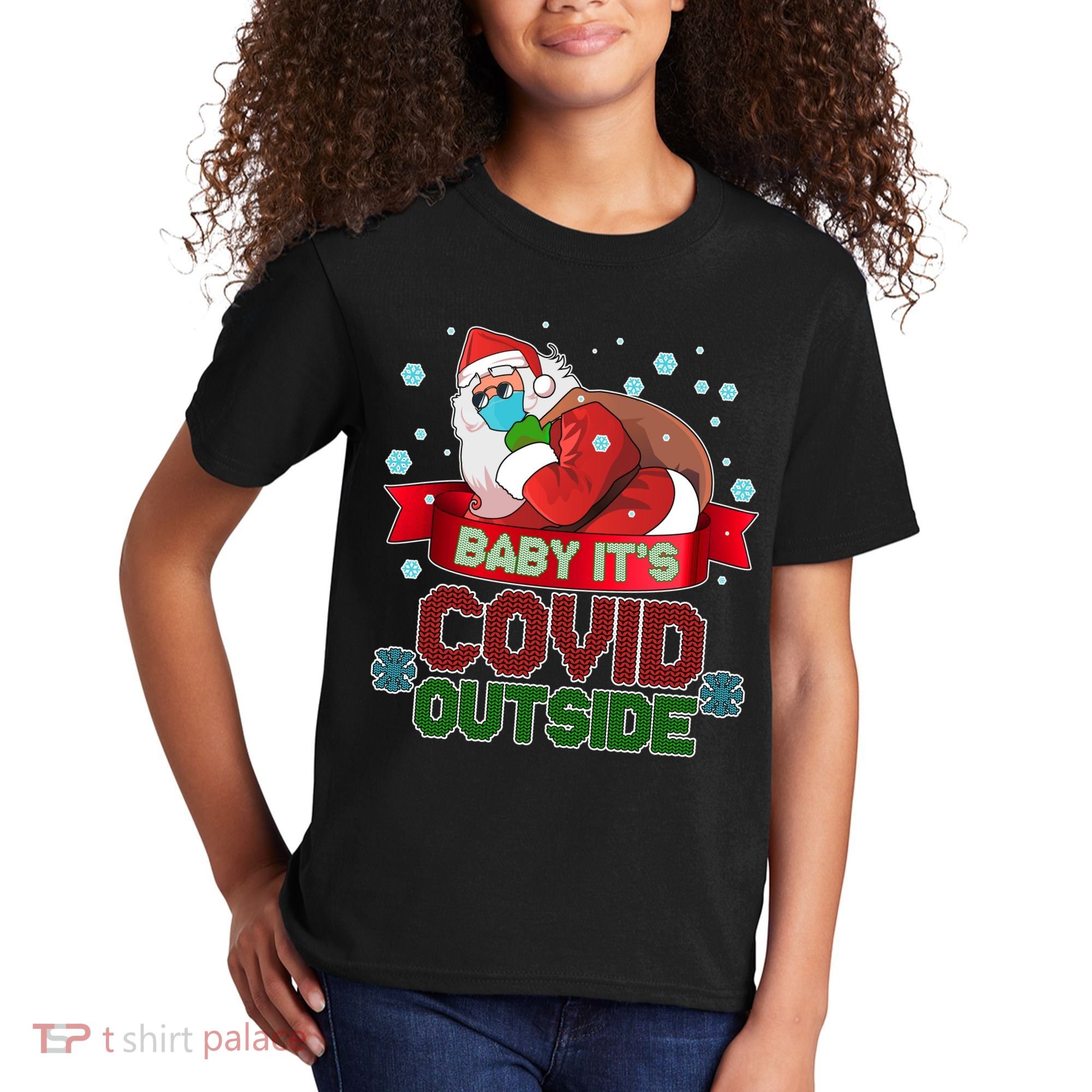 Baby It's Covid Outside Funny Christmas Kids T-Shirt