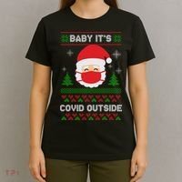 Baby It's COVID Outside Ugly Christmas Sweater T-Shirt thumb 4
