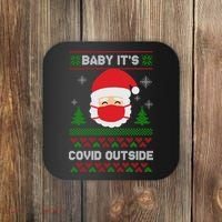 Baby It's COVID Outside Ugly Christmas Sweater Coaster thumb 0