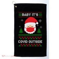 Baby It's COVID Outside Ugly Christmas Sweater Golf Towel thumb 0