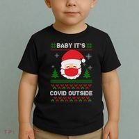 Baby It's COVID Outside Ugly Christmas Sweater Toddler T-Shirt thumb 2