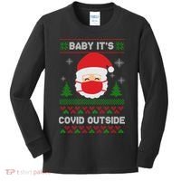 Baby It's COVID Outside Ugly Christmas Sweater Kids Long Sleeve Shirt thumb 0