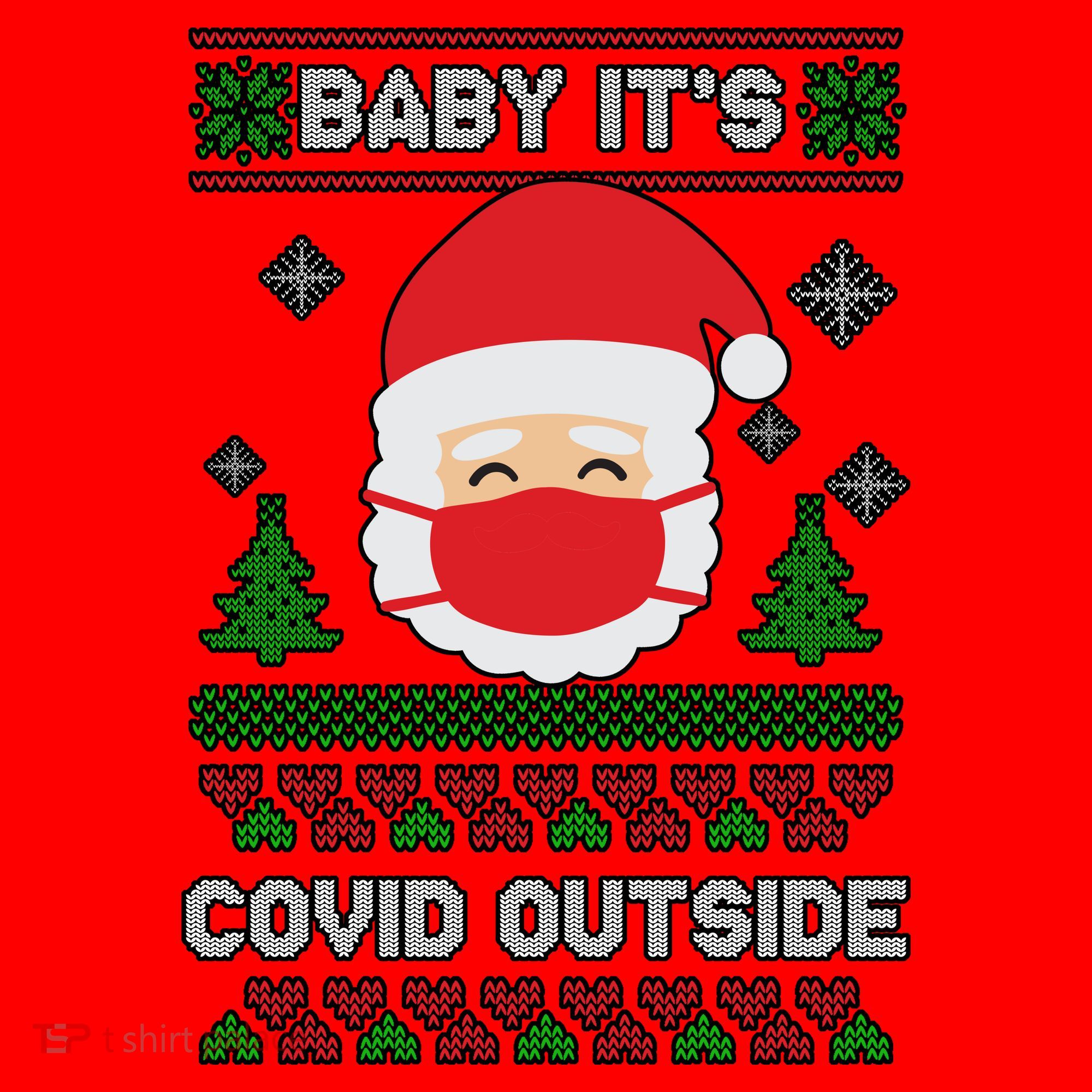 Baby It's COVID Outside Ugly Christmas Sweater Santa Hat