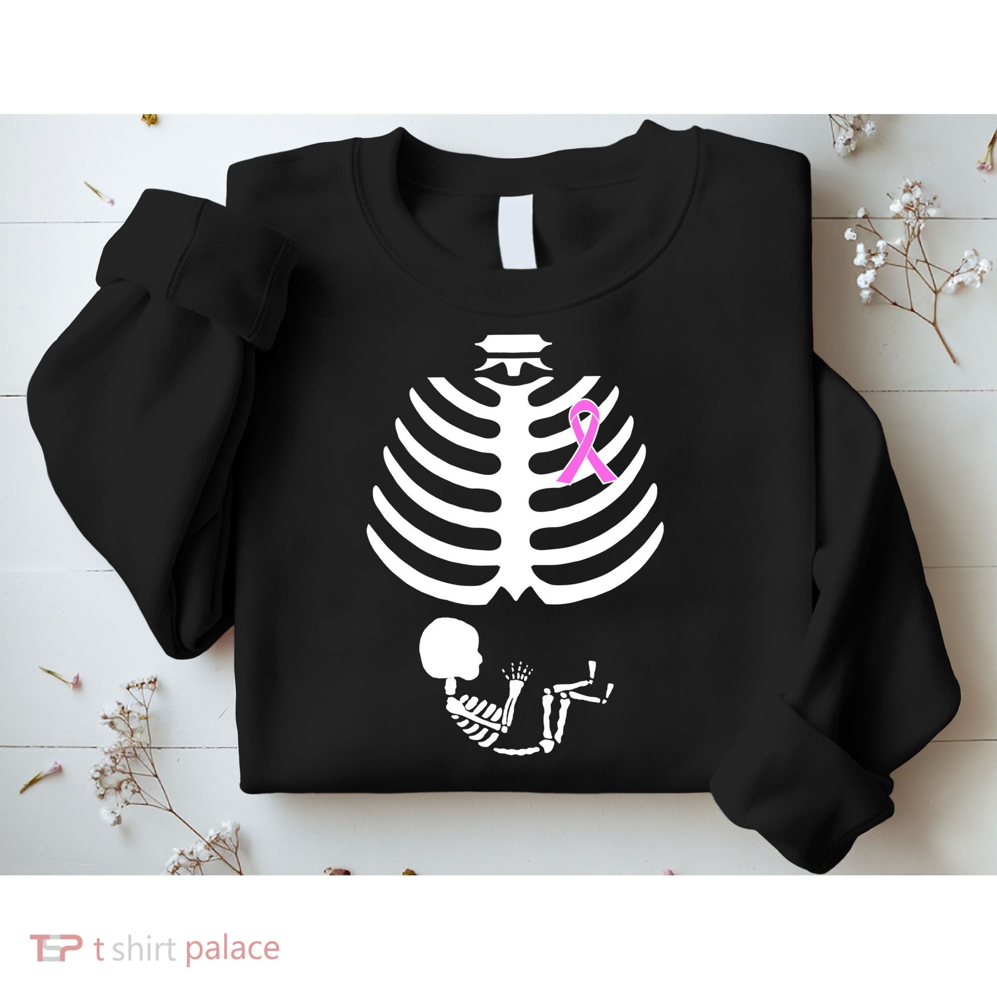 Baby Skeleton Breast Cancer Ribbon Sweatshirt