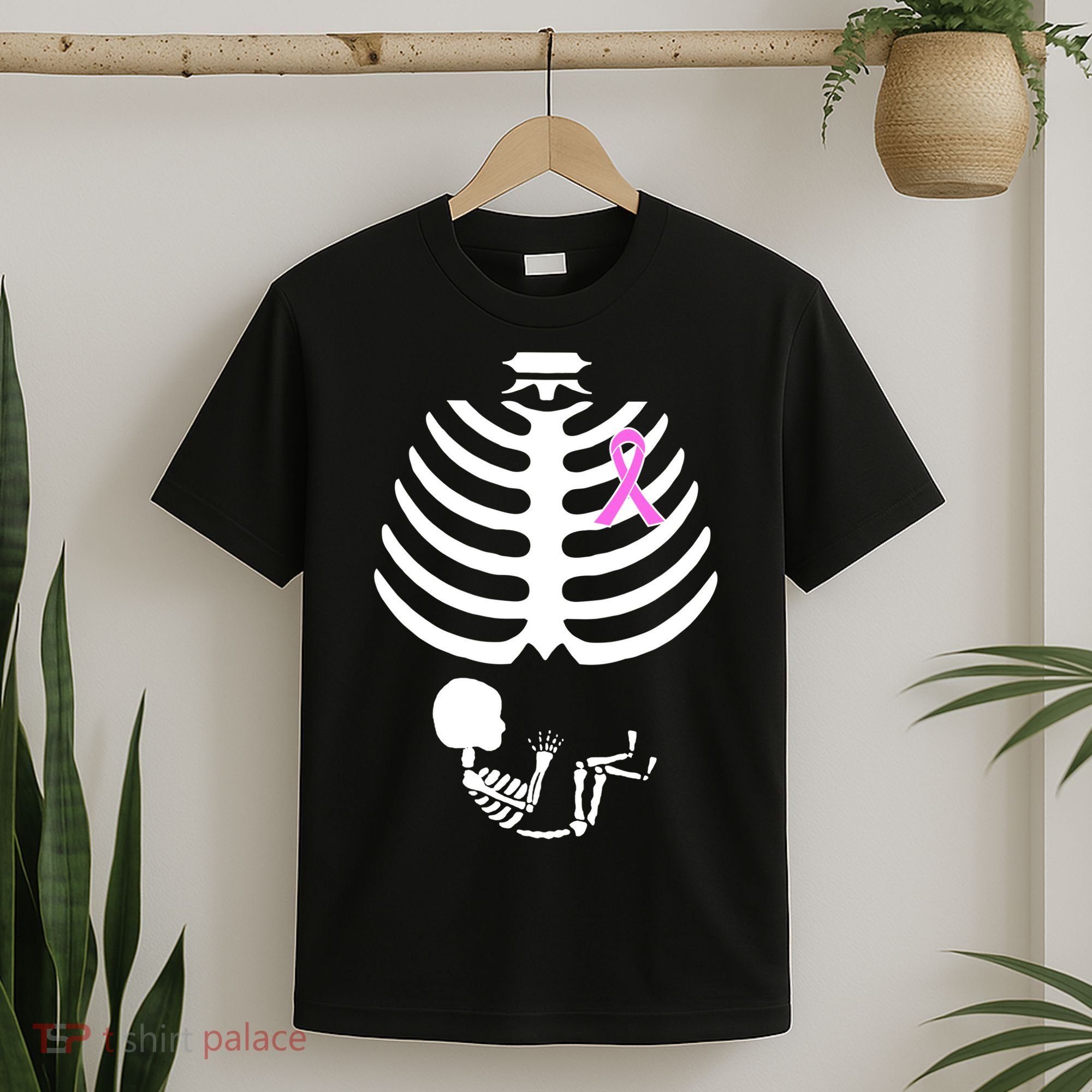 Baby Skeleton Breast Cancer Ribbon T-Shirt