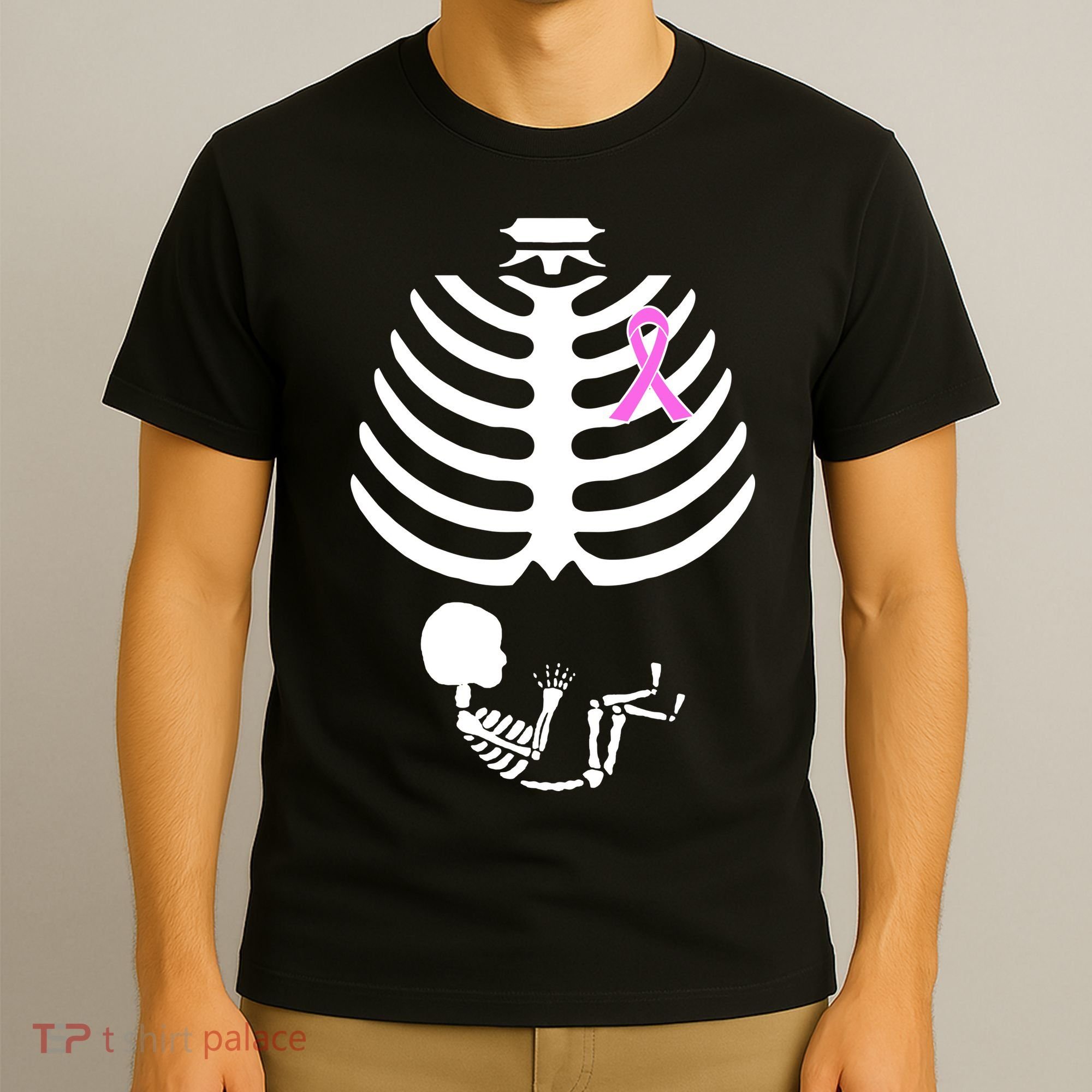 Baby Skeleton Breast Cancer Ribbon T-Shirt