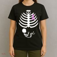 Baby Skeleton Breast Cancer Ribbon T-Shirt thumb 4