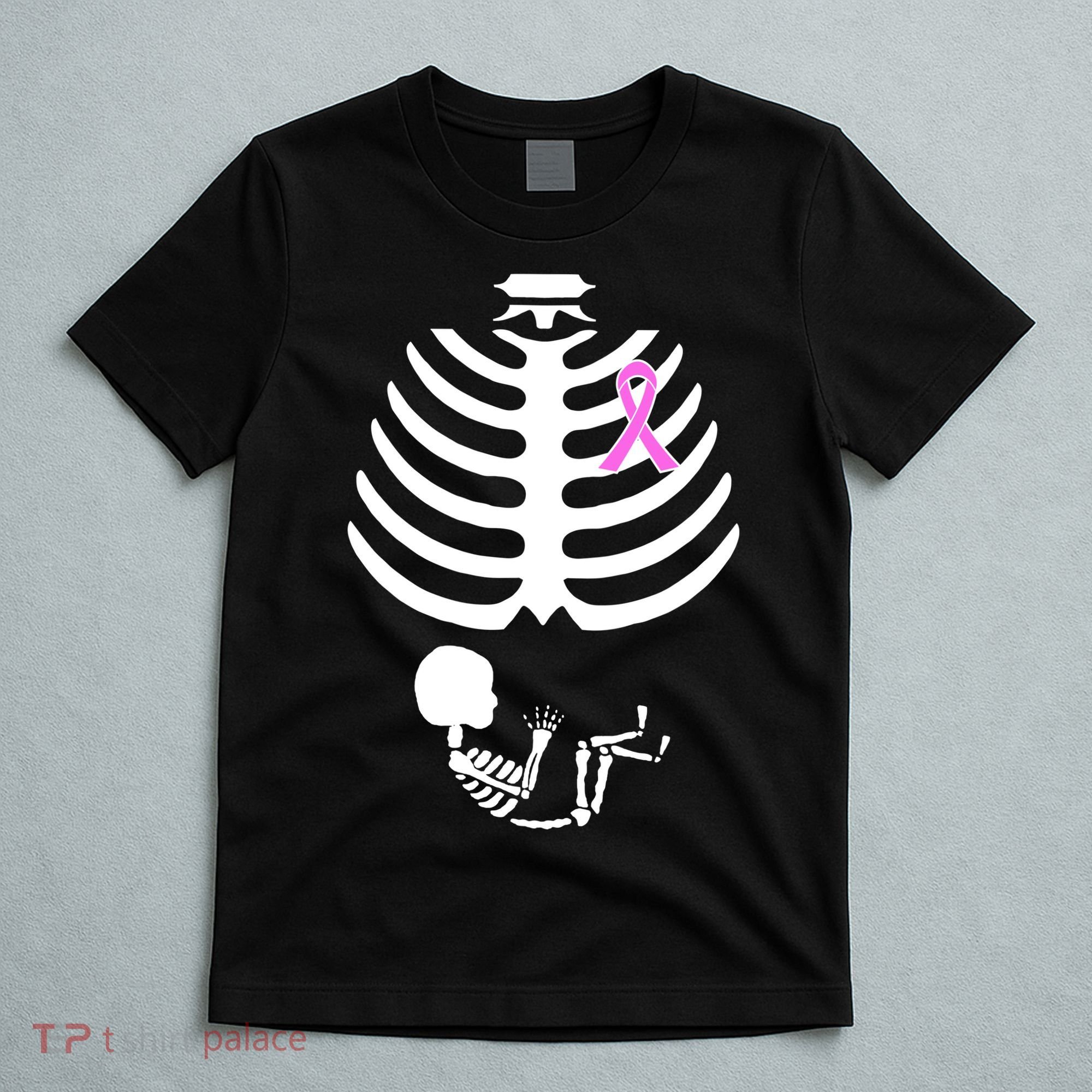 Baby Skeleton Breast Cancer Ribbon T-Shirt