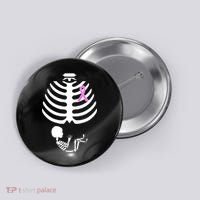Baby Skeleton Breast Cancer Ribbon Button thumb 0