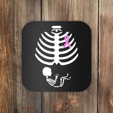 Baby Skeleton Breast Cancer Ribbon Coaster