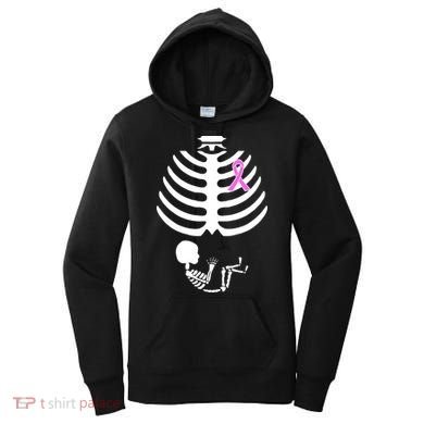 Baby Skeleton Breast Cancer Ribbon Women's Hoodie