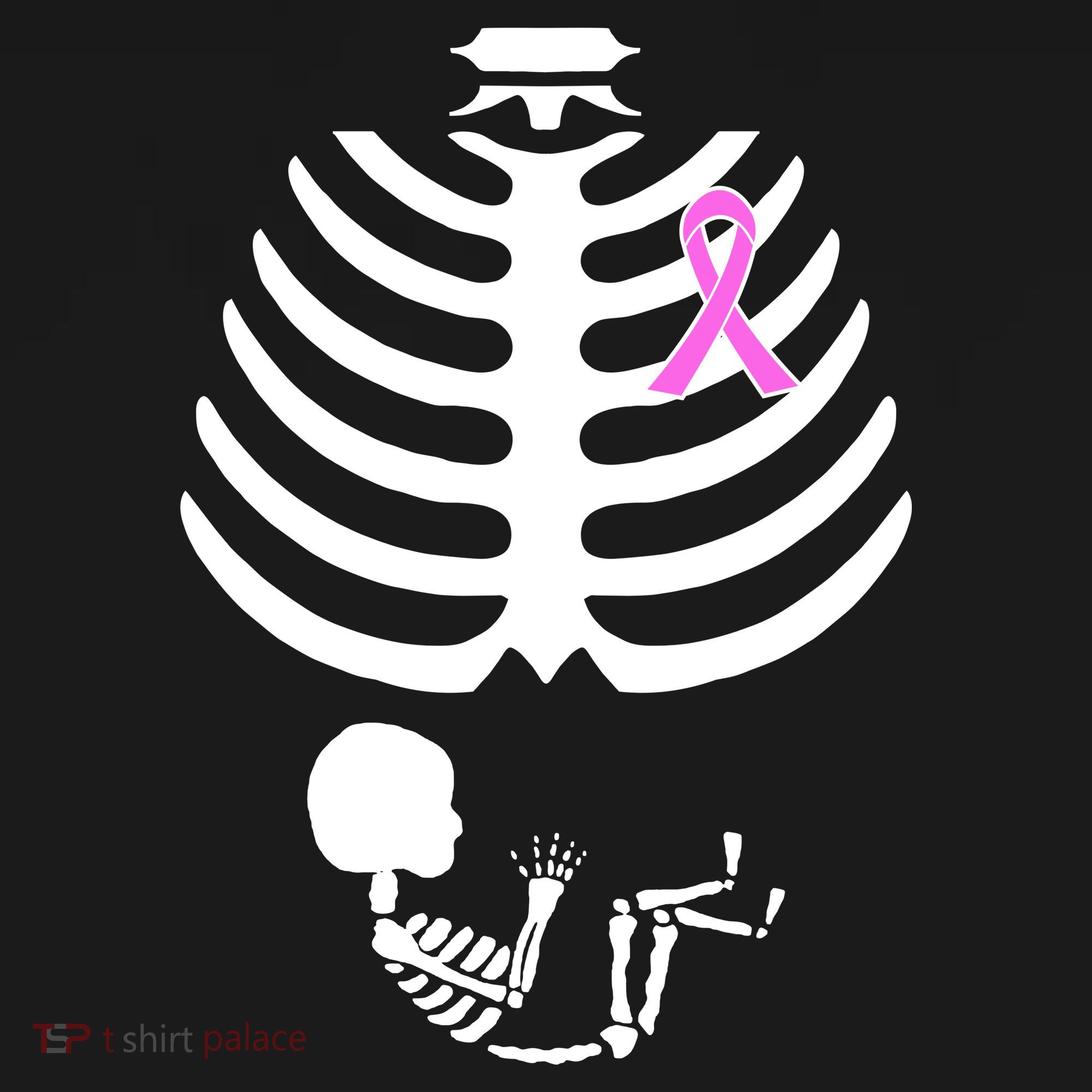 Baby Skeleton Breast Cancer Ribbon Ornament