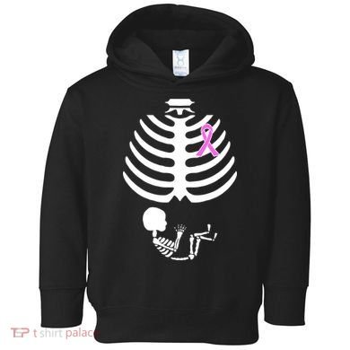 Baby Skeleton Breast Cancer Ribbon Toddler Hoodie
