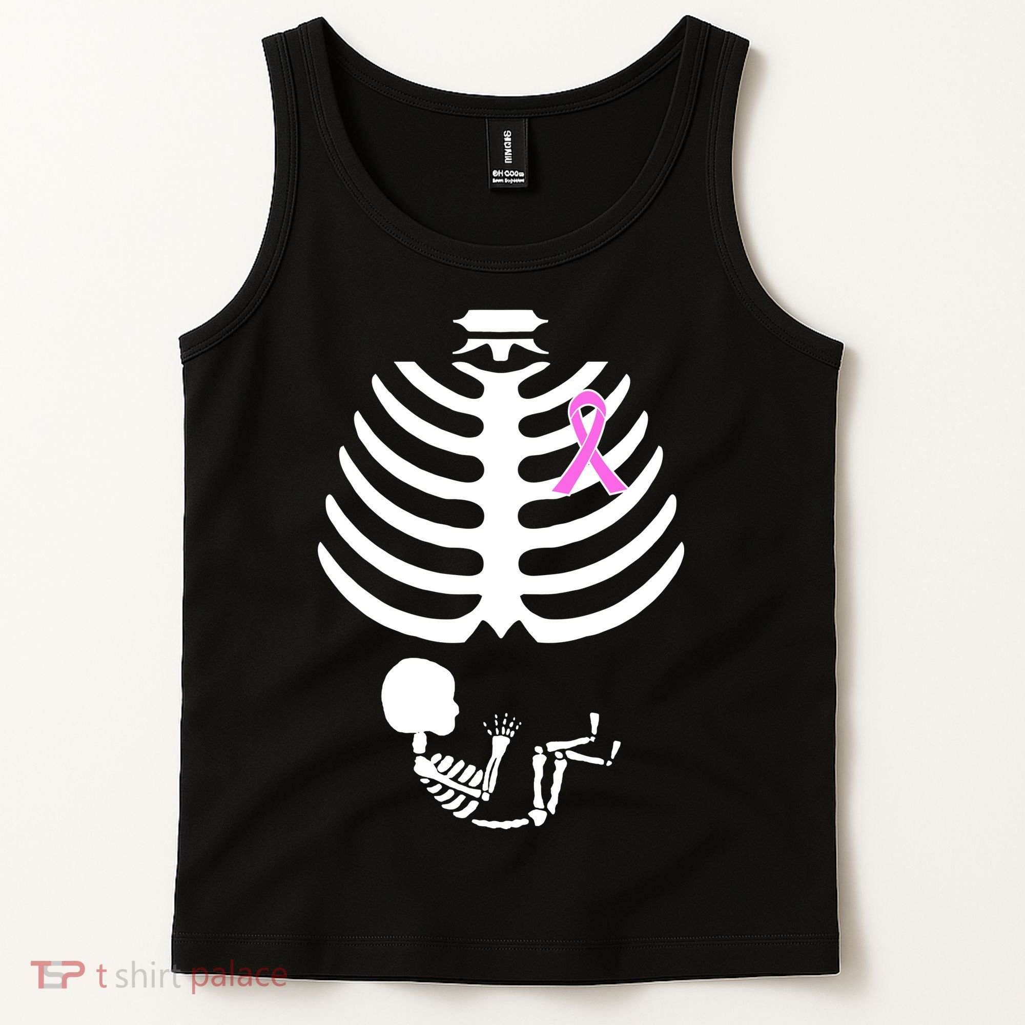 Baby Skeleton Breast Cancer Ribbon Tank Top