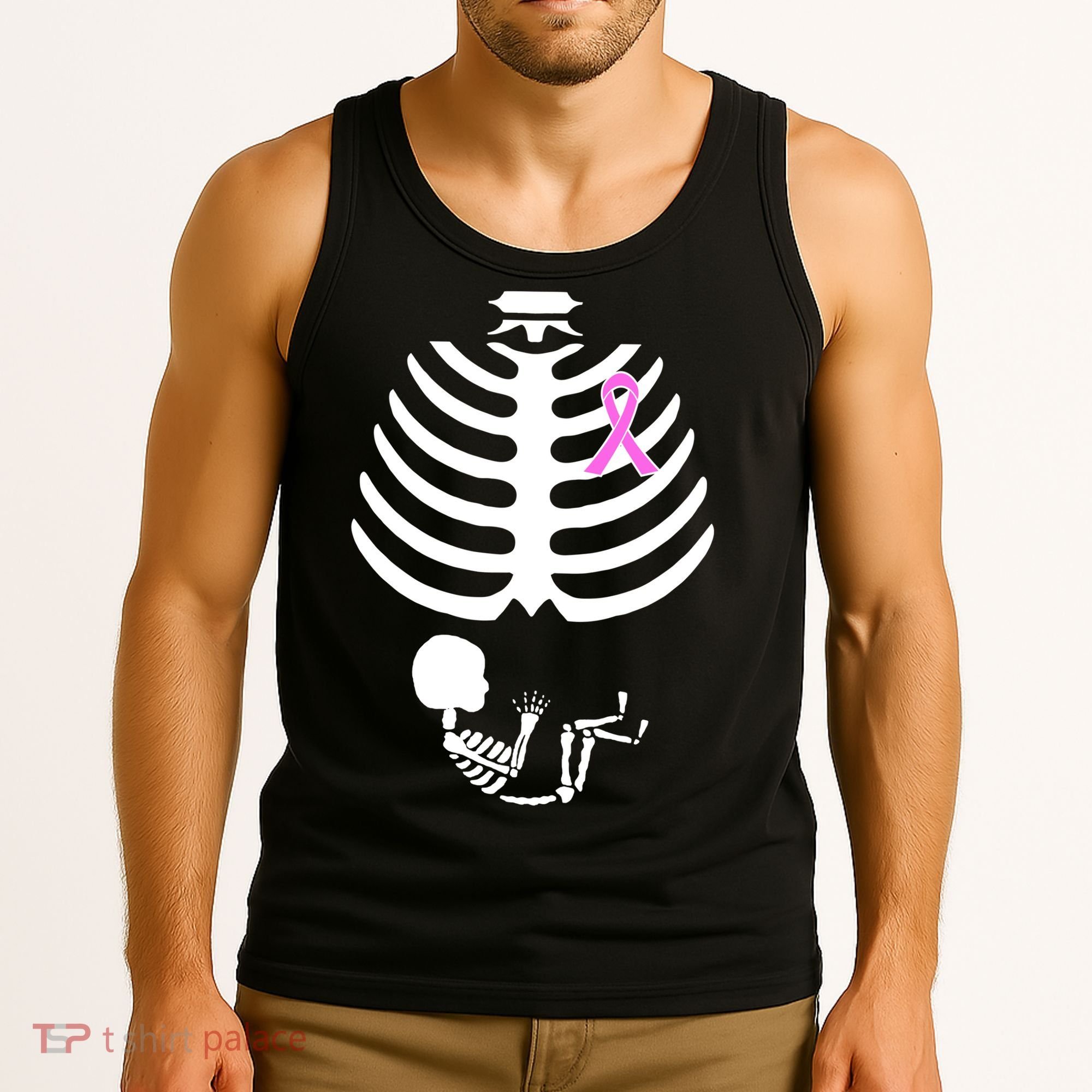 Baby Skeleton Breast Cancer Ribbon Tank Top