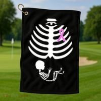Baby Skeleton Breast Cancer Ribbon Golf Towel thumb 1